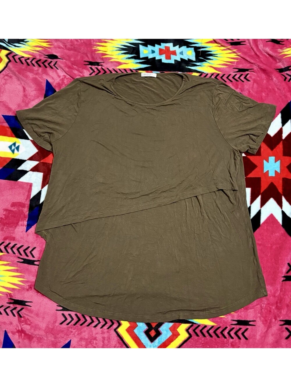 Ekouaer Double-Layer Nursing Maternity Breastfeeding Shirt Size XLarge